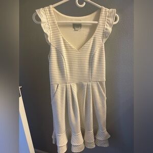 Anthropologie Cream Striped Mini Dress